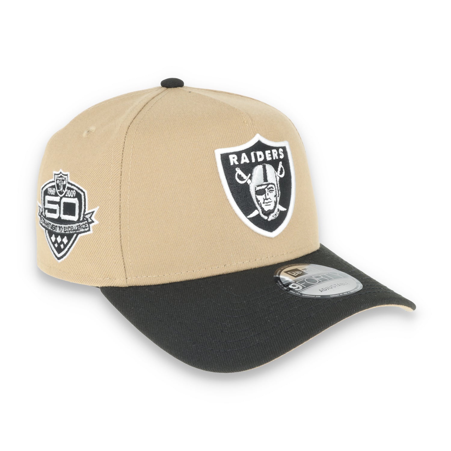 New Era Raiders 50th Anniversary Side Patch 9Forty A-Frame-Tan/Black