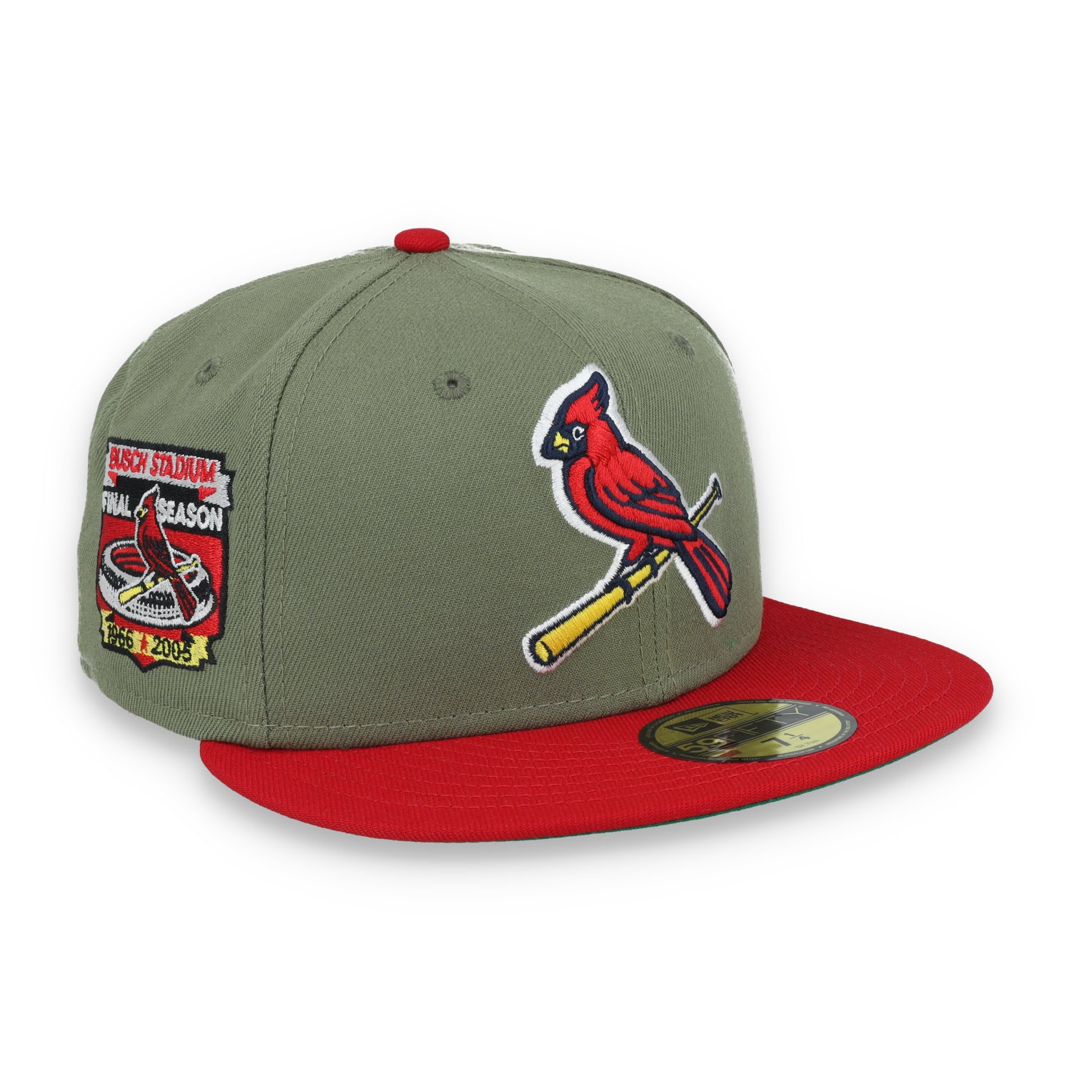 New Era St Louis Cardinals Final Season Side Patch 59FIFTY Fitted Hat-Olive Green