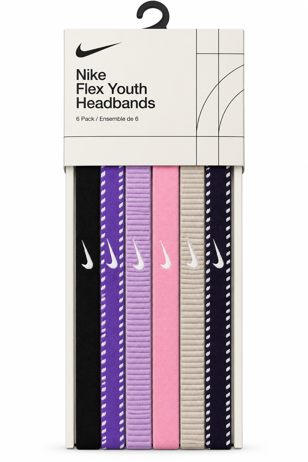 Nike  Youth Flex Headbands 6 Pack-Multi Color-Pink/Purple