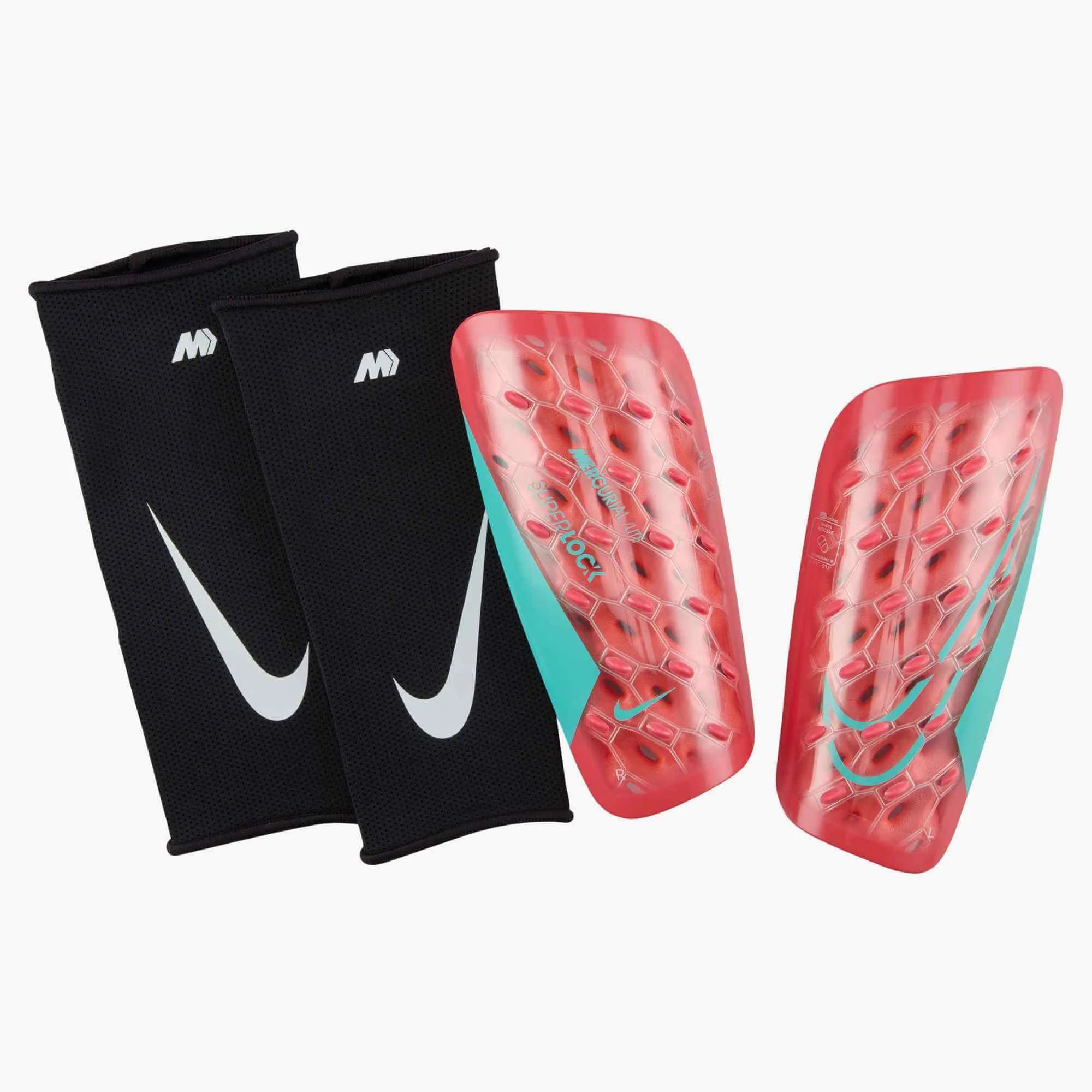 Nike Mercurial Lite Shin Guards-EMBER GLOW/AURORA GREEN/AURORA GREEN