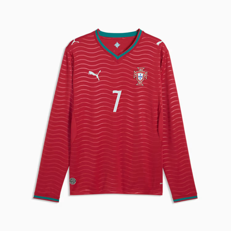 Puma Men's "Cristiano Ronaldo"Portugal  Long Sleeve Replica Stadium Home Soccer Jersey 2026