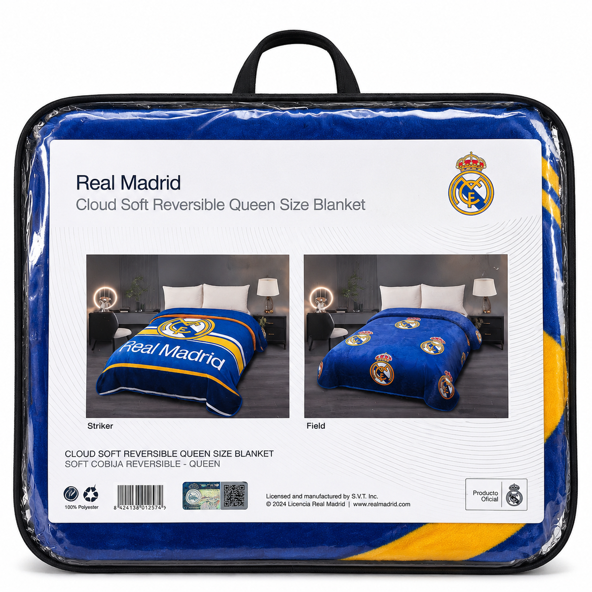 Real Madrid Queen Size Fluffy Reversible Blanket