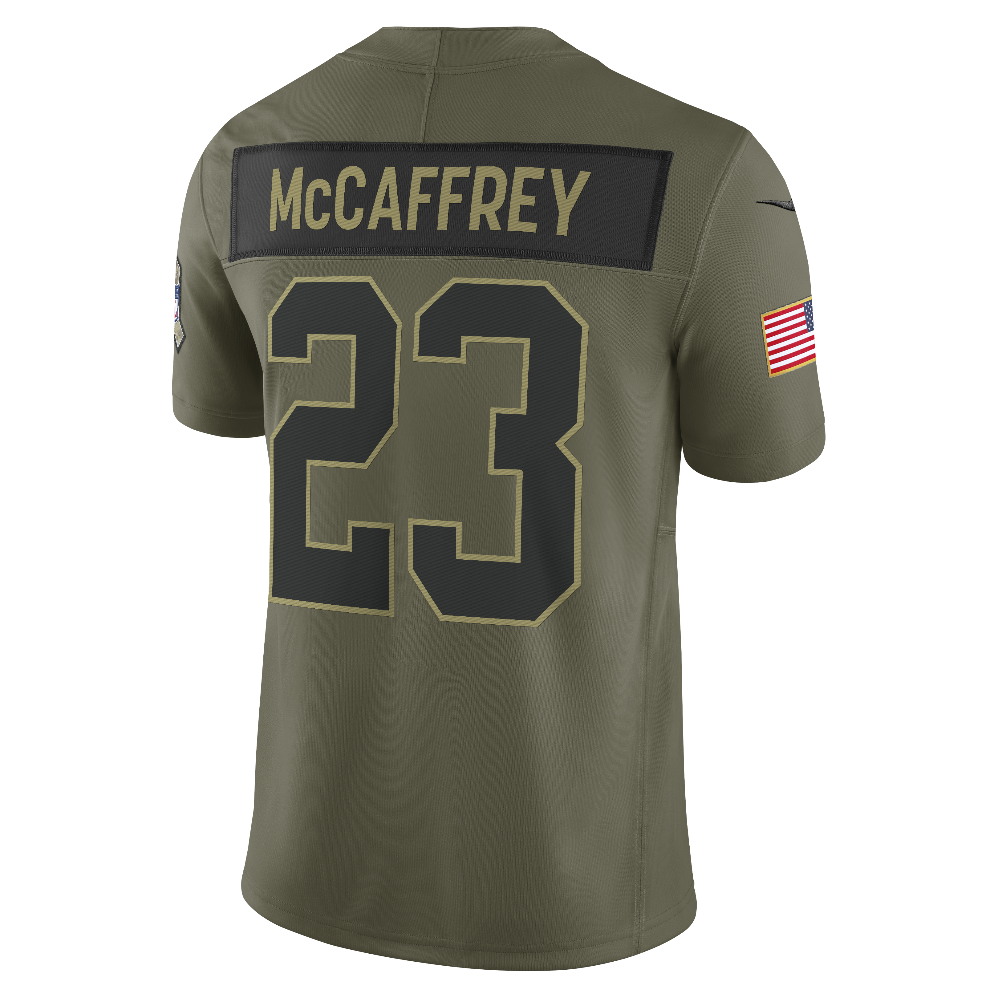 Men's San Francisco 49ers Christian McCaffrey Nike 2025 Salute to Service Limited Jersey-Olive