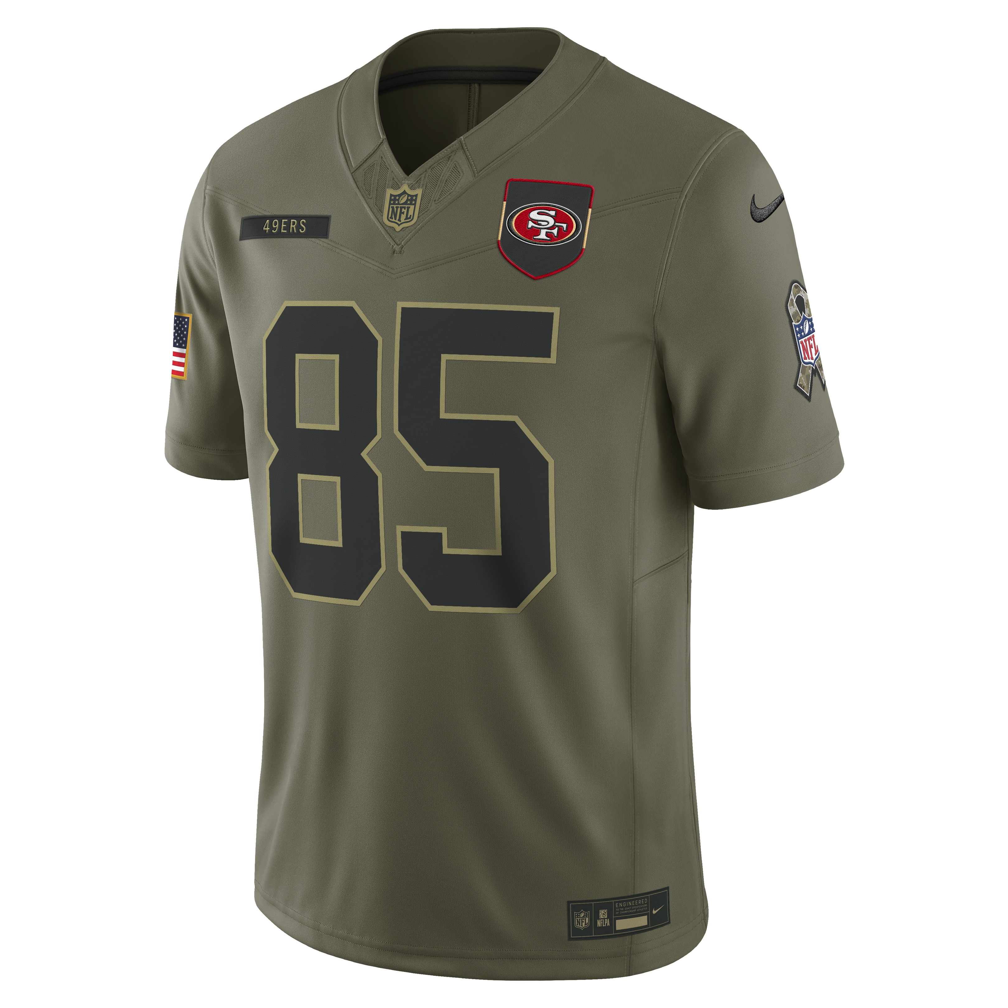 Men's San Francisco 49ers George Kittle Nike 2025 Salute to Service Limited Jersey-Olive