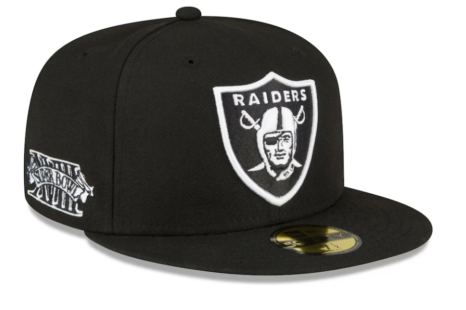 New Era Las Vegas Raiders Super Bowl Side Patch Fitted Hat-Black/white