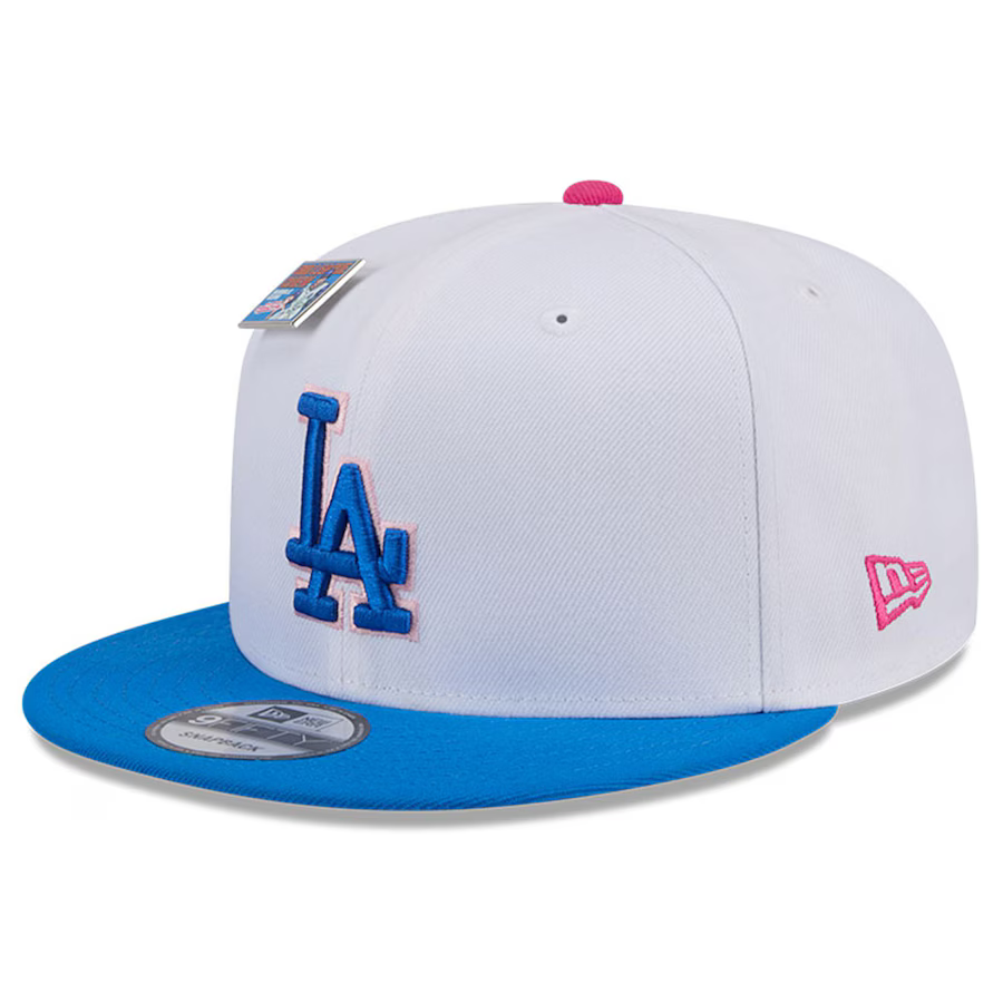 New Era Los Angeles Dodgers Cotton Candy Big League Chew Flavor Pack 9FIFTY Snapback Hat-White/Blue