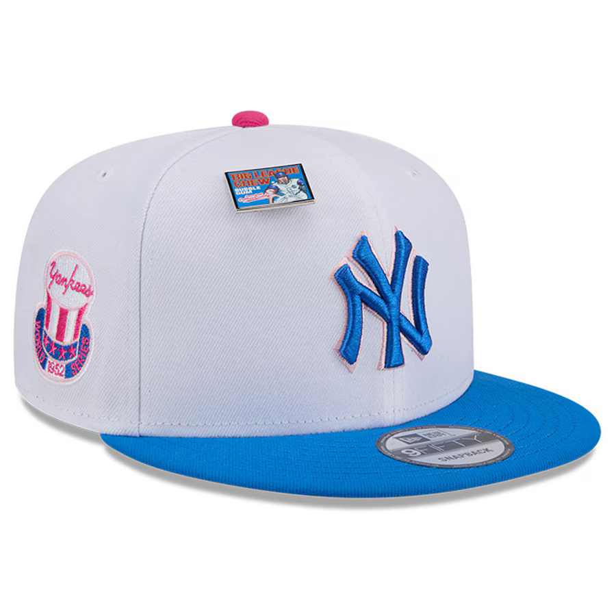 New Era New York Yankees Cotton Candy Big League Chew Flavor Pack 9FIFTY Snapback Hat-White/Blue