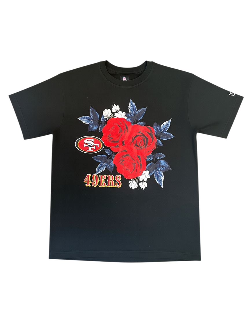 New Era Men's San Francisco 49ers Graphic Roses Black T-Shirt