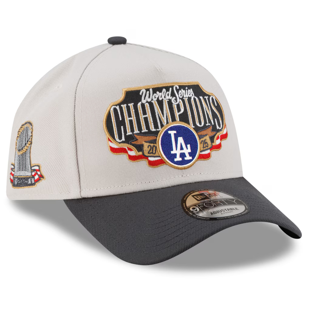 New Era Los Angeles Dodgers World Series Champions Locker Room A-Frame 9FORTY Adjustable Hat