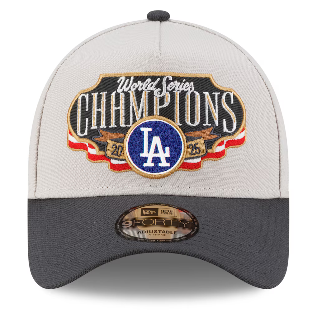 New Era Los Angeles Dodgers World Series Champions Locker Room A-Frame 9FORTY Adjustable Hat