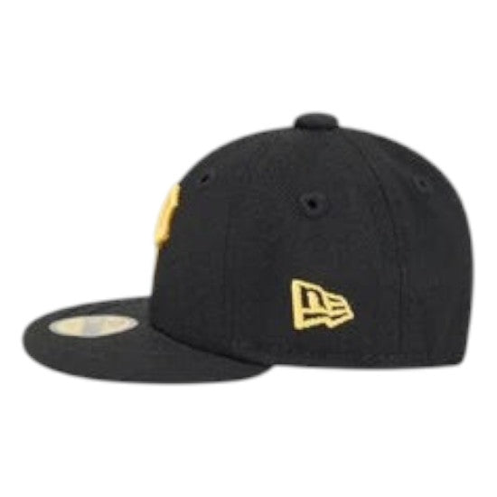 Coliseum Sports Pittsburgh Pirates mini 59Fifty fitted cap in black with yellow embroidered logo and side detail