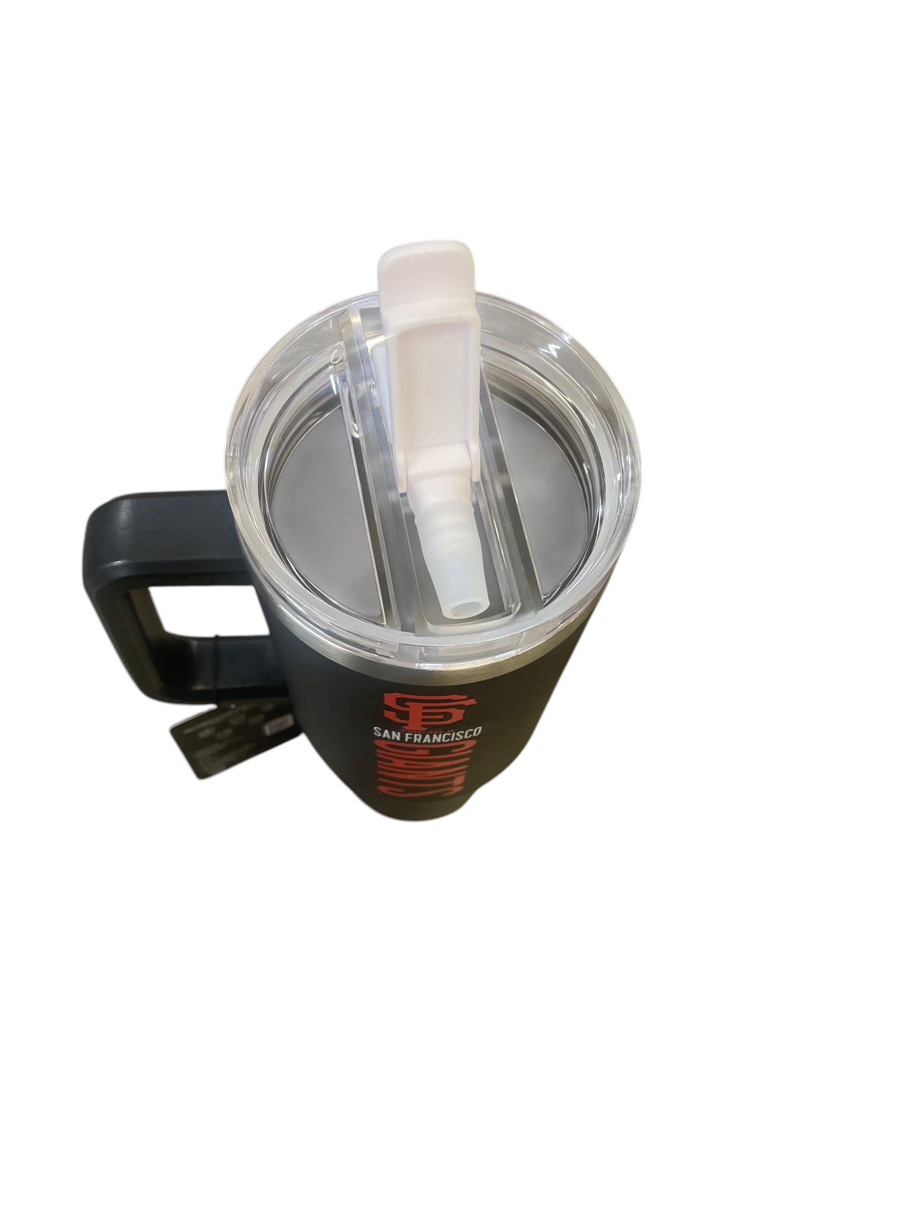 Coliseum Sports San Francisco Giants 40 oz black stainless steel tumbler with flip straw lid and team logo