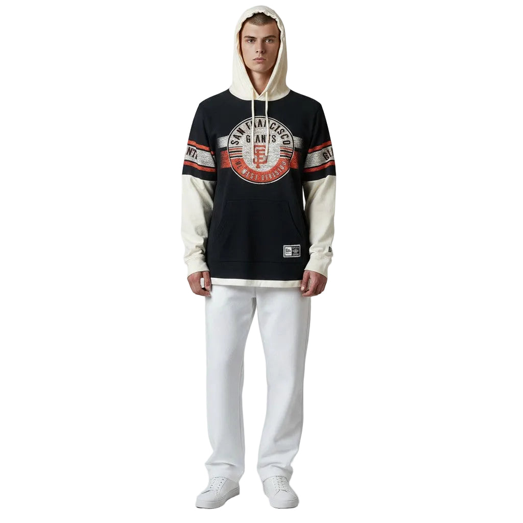 New Era San Francisco Giants black and white twofer pullover hoodie with team logo on chest