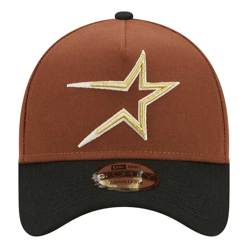 New Era Houston Astros Side Patch Harvest A Frame 9forty Adjustable Hat-Brown