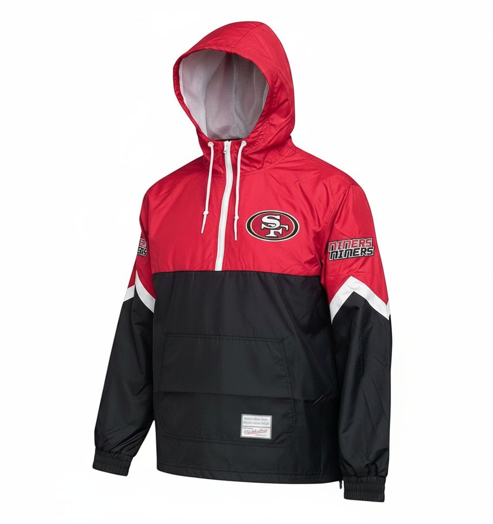 Mitchell & Ness San Francisco 49ers Triple Check Premium Quarter-Zip Windbreaker
