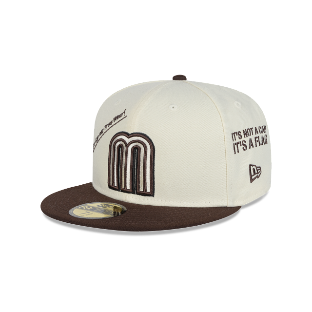 New Era Mexico Anniversary Logos Stone 59FIFTY Fitted Hat-Chrome/Brown