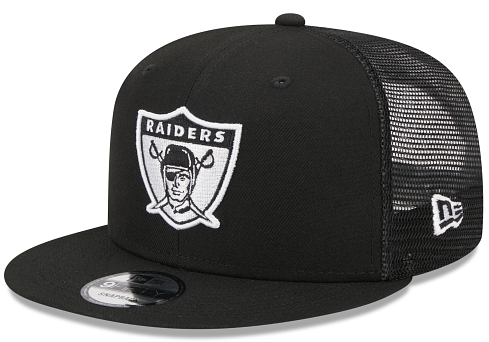 New Era Las Vegas Raiders Trucker 9FIFTY Snapback Meshback Hat-Black/White