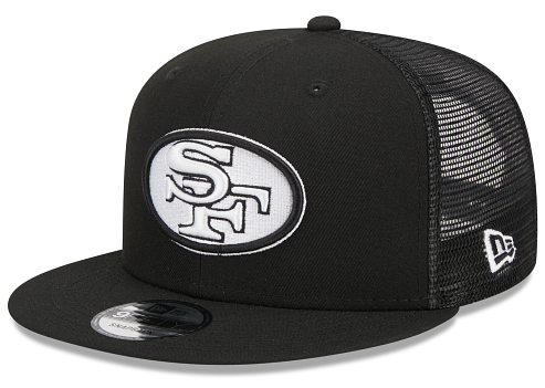 New Era San Francisco 49ers Trucker 9FIFTY Meshback Snap Hat-Black/White