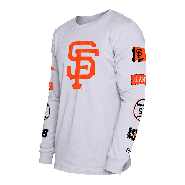 New Era Men's San Francisco Giants Long Sleeve Side Patch T-Shirt-White