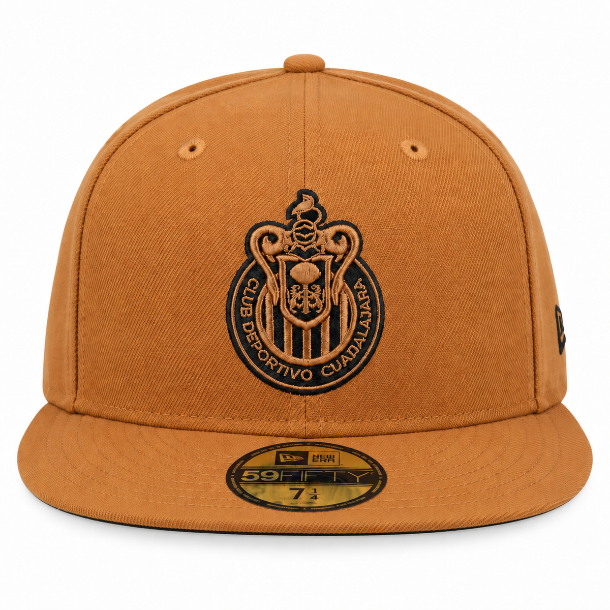 New Era C.D. Guadalajara Chivas 59FIFTY fitted hat, bronze and black, front view
