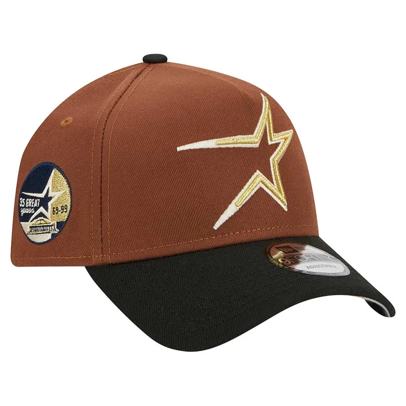 New Era Houston Astros Side Patch Harvest A Frame 9forty Adjustable Hat-Brown