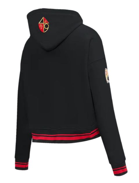 Pro Standard San Francisco 49ers Retro Classic Women's Cropped Pullover Hoodie - Black