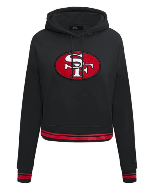 Pro Standard San Francisco 49ers Retro Classic Women's Cropped Pullover Hoodie - Black