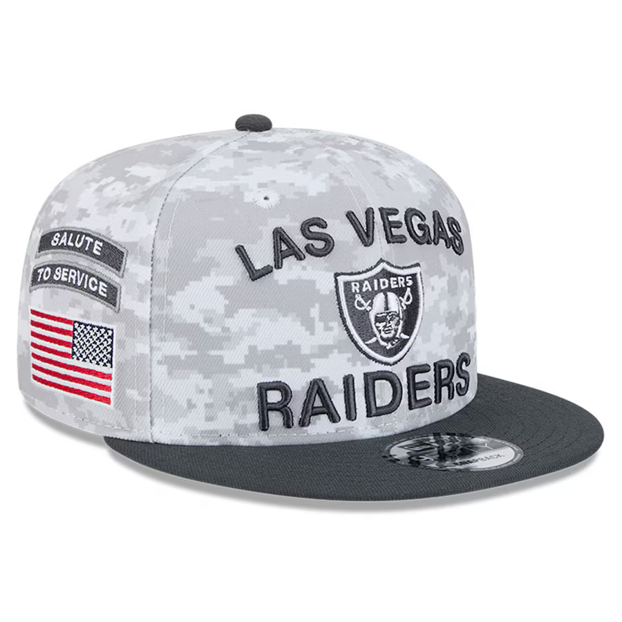 New Era Las Vegas Raiders Salute to Service 9FIFTY Snapback Hat 2024