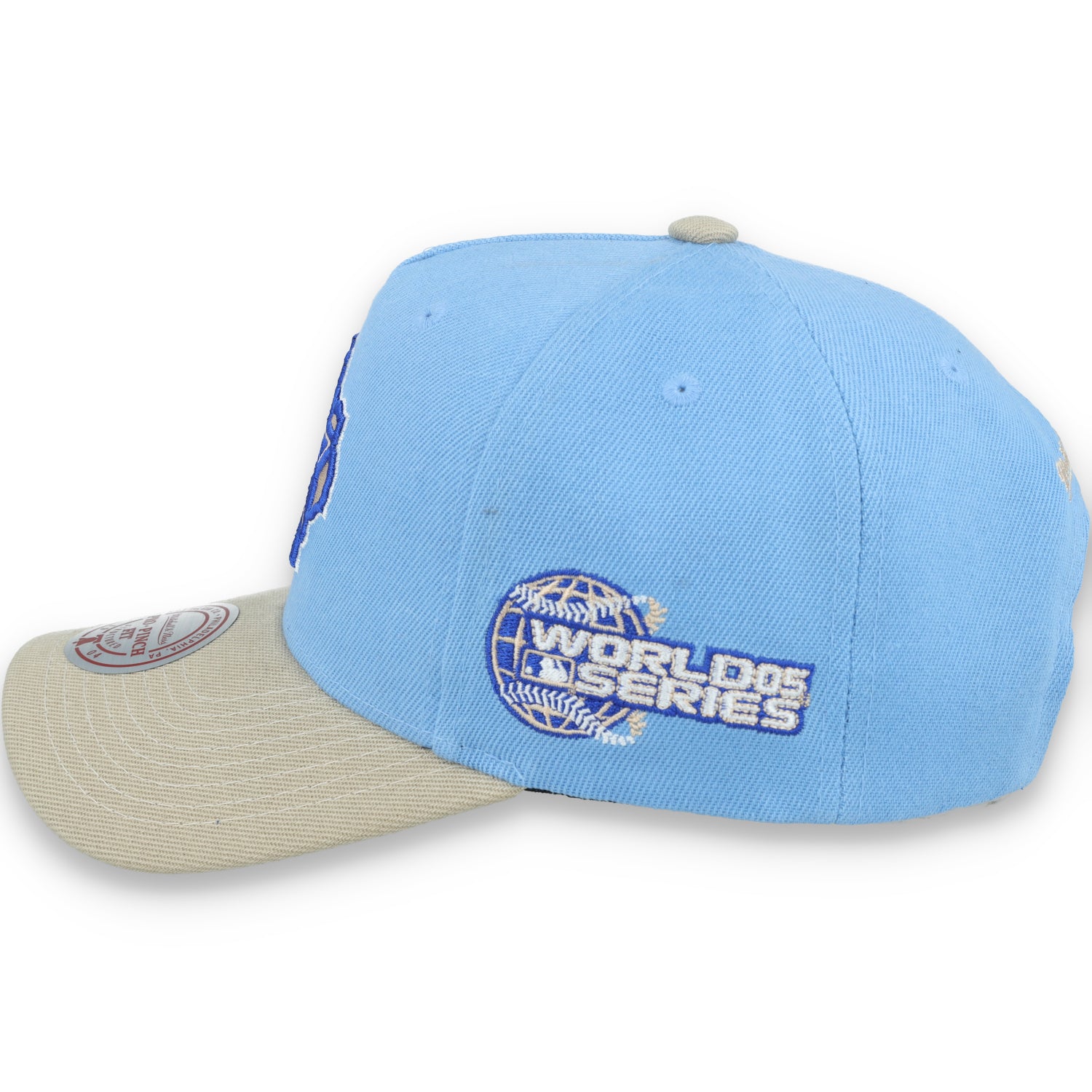 Mitchell & Ness Houston Astros 2005 World Series Side Patch Pro Pitch Snapback Hat-Light Blue/Beige