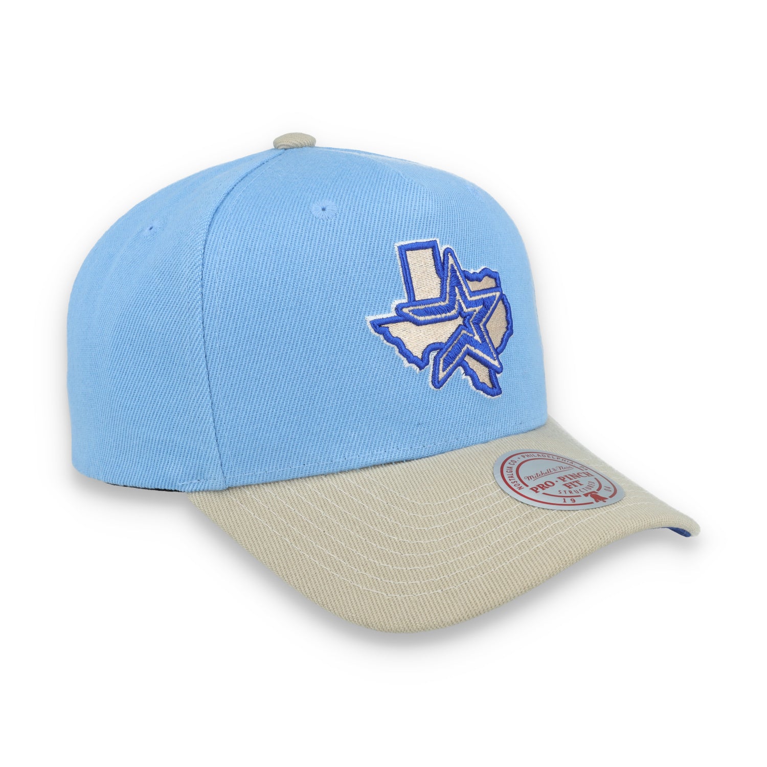 Mitchell & Ness Houston Astros 2005 World Series Side Patch Pro Pitch Snapback Hat-Light Blue/Beige