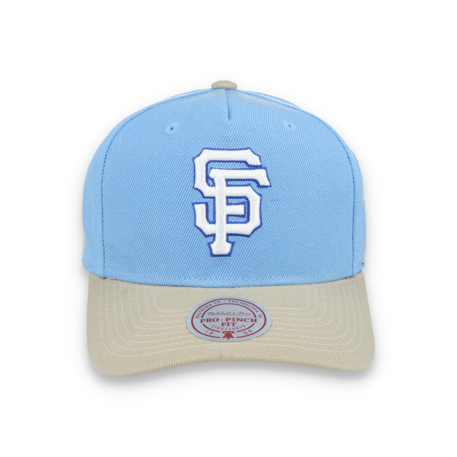 Mitchell & Ness San Francisco Giants 2012 World Series Side Patch Pro Pitch Snapback Hat-Light Blue/Beige