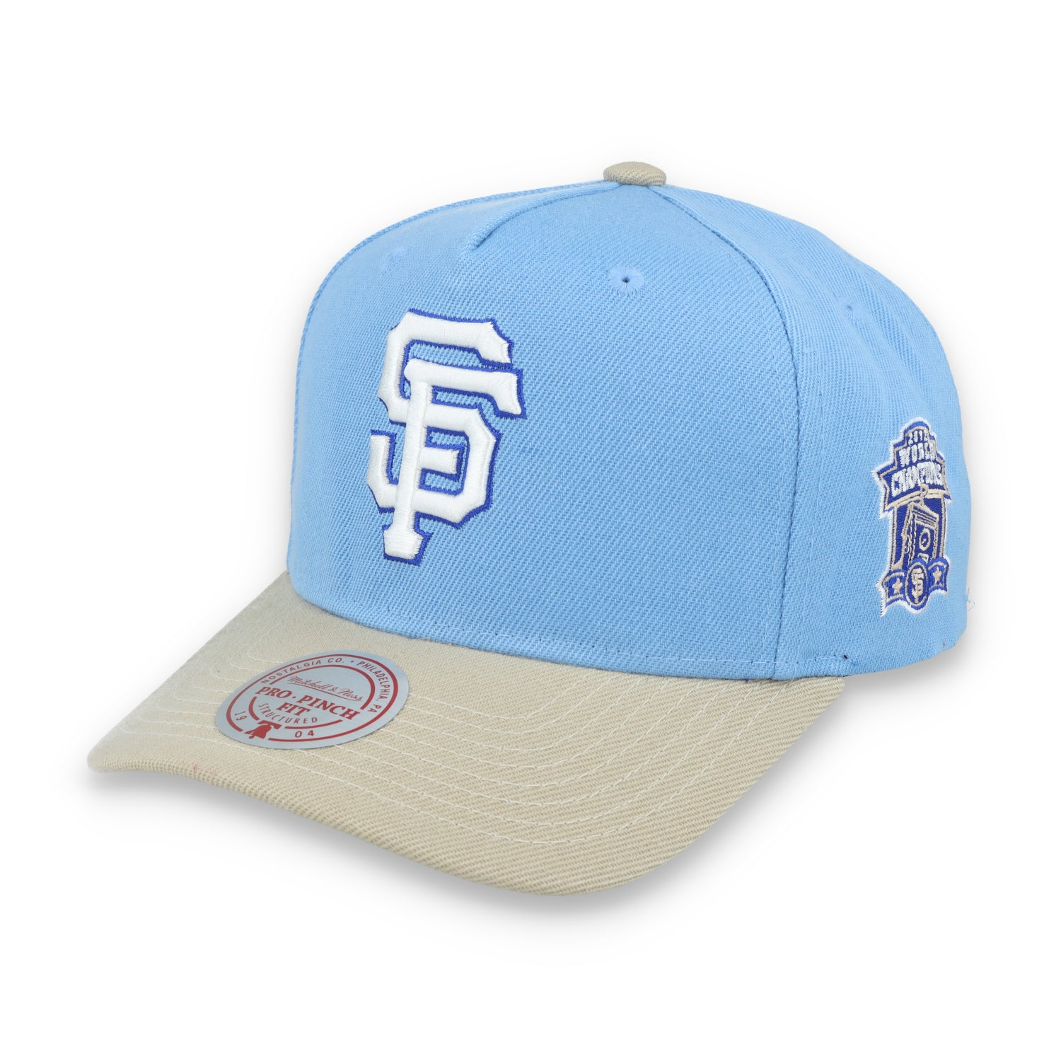 Mitchell & Ness San Francisco Giants 2012 World Series Side Patch Pro Pitch Snapback Hat-Light Blue/Beige