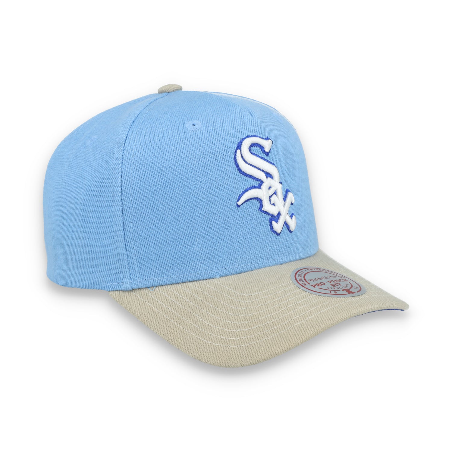 Mitchell & Ness Chicago White Sox 2005 Pro Pitch Snapback Hat-Light Blue/Beige