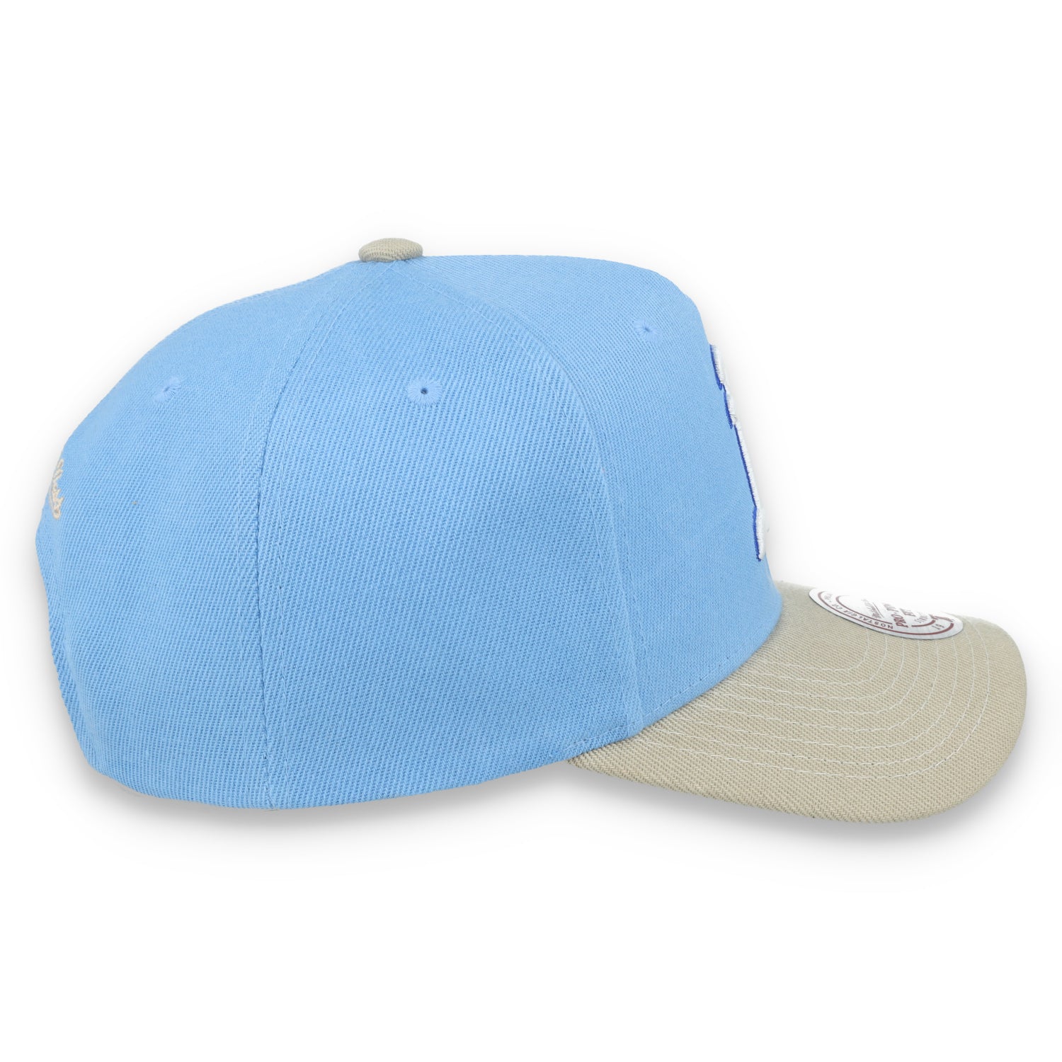 Mitchell & Ness Oakland Athletics 40TH Anniversary Side Patch Pro Pitch Snapback Hat-Light Blue/Beige