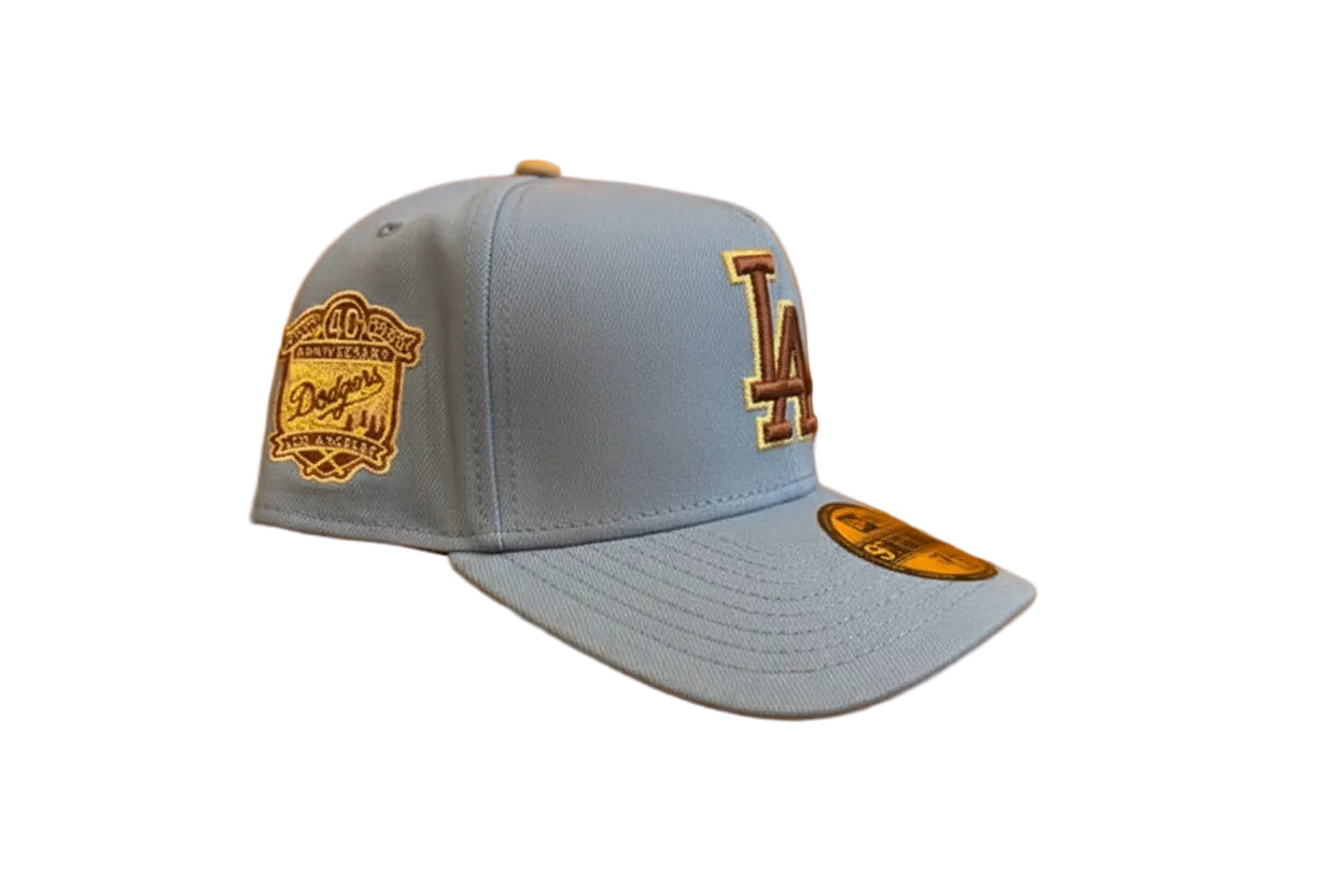 New Era Los Angeles Dodgers light blue a-frame 40th anniversary side patch camel UV