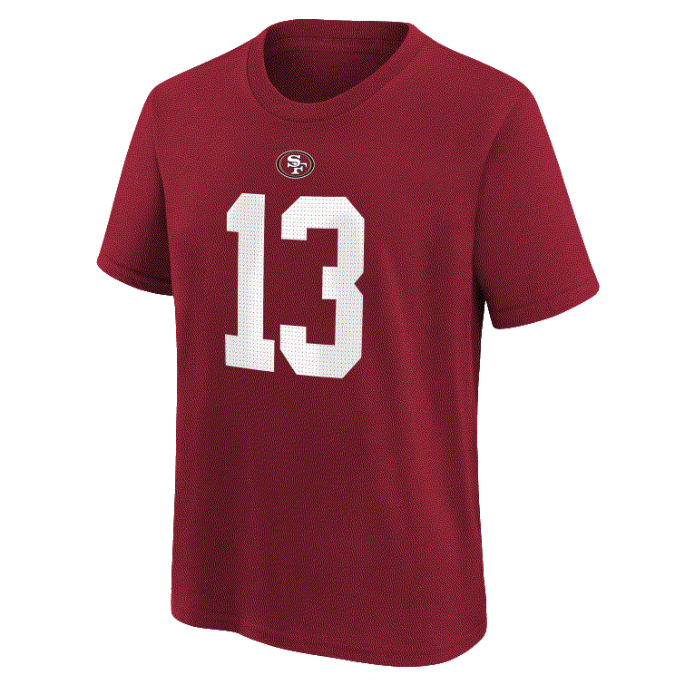 Nike Youth San Francisco 49ers Logo Brock Purdy Player Name & Number T-Shirt