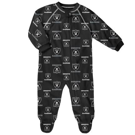 Las Vegas Raiders Baby Replen Raglan Zip Up Coverall