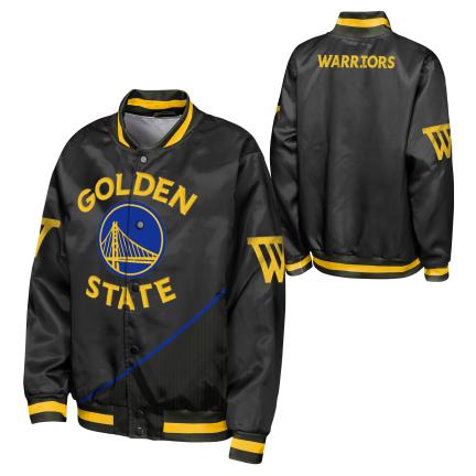 Youth Golden State Warriors NBA Statement Satin Jacket- Black