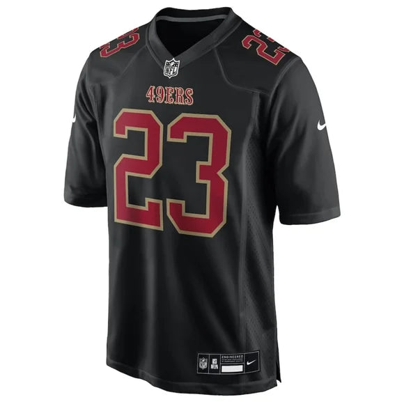 Nike Men's San Francisco 49ers McCaffrey #23 Carbon Black Fashion Game Jersey