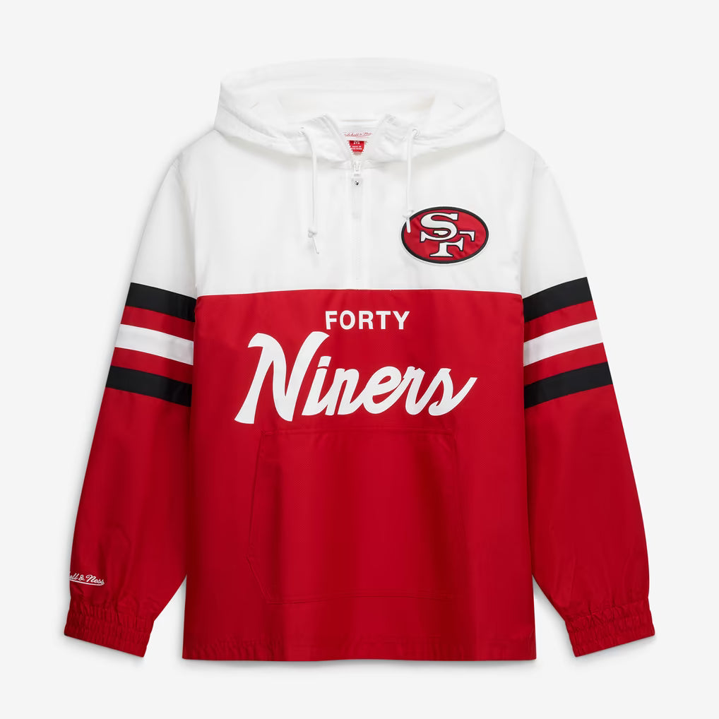 Mitchell & Ness San Francisco Head Coach Anorak Quarter-Zip Windbreaker Jacket - Scarlet