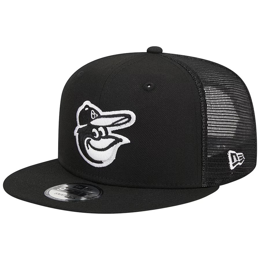New Era Baltimore Orioles Trucker 9Fifty Snapback Hat-Black/White