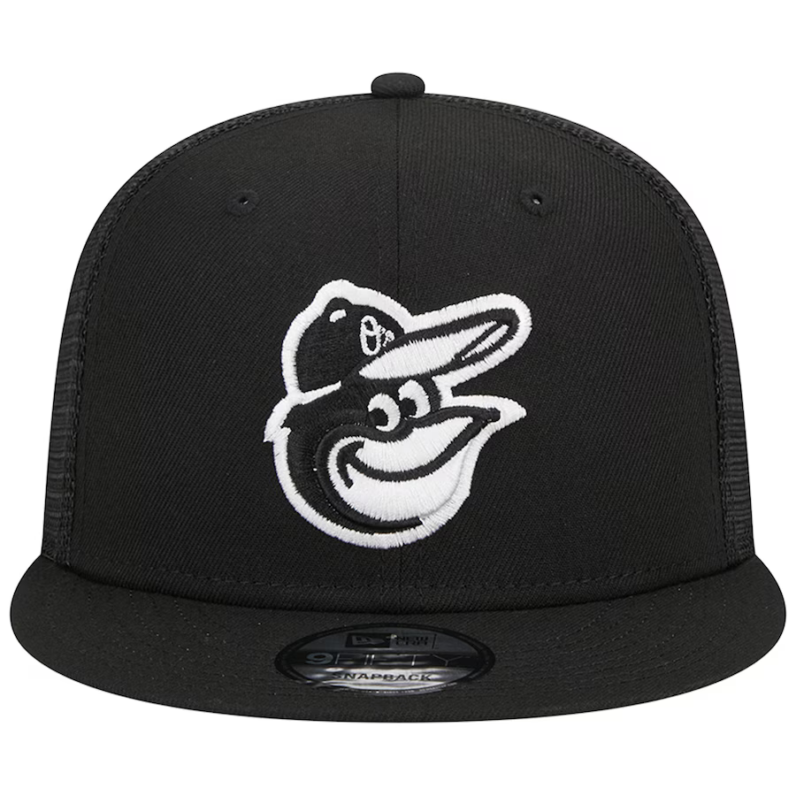 New Era Baltimore Orioles Trucker 9Fifty Snapback Hat-Black/White