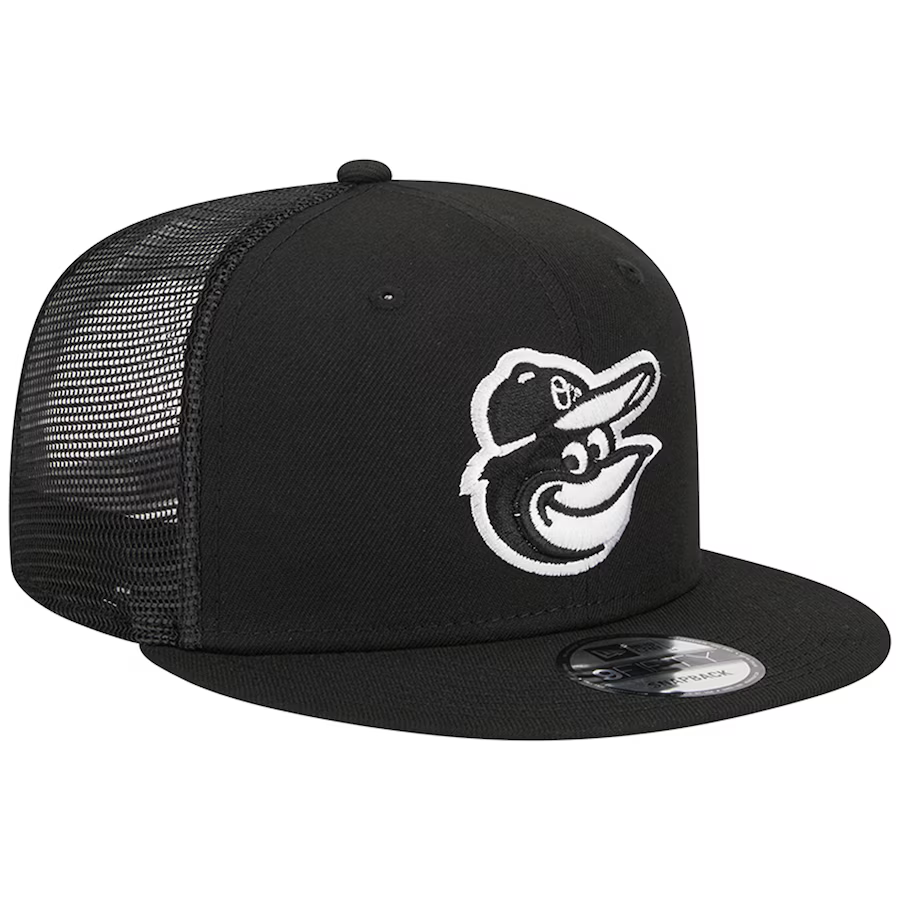 New Era Baltimore Orioles Trucker 9Fifty Snapback Hat-Black/White