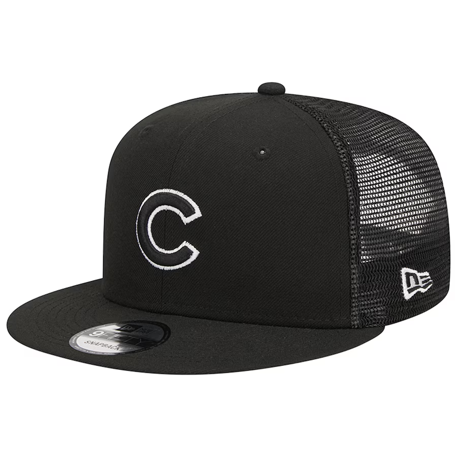 New Era Chicago Cubs Trucker 9FIFTY Snapback Hat-Black/White