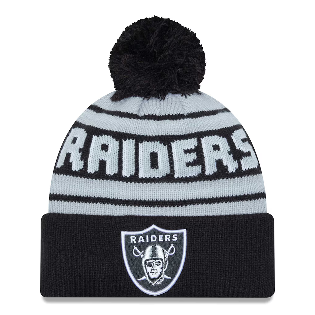 New Era Las Vegas Raiders Cuffed Knit Hat With Pom- Black