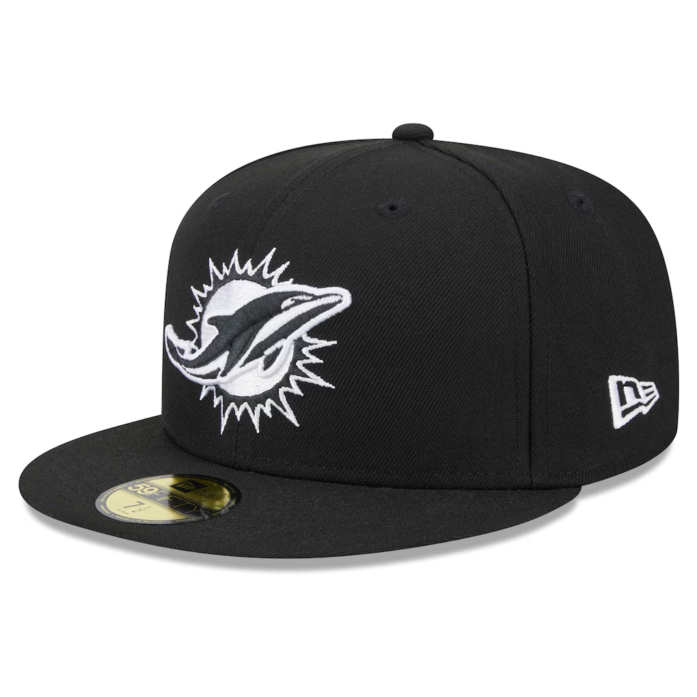 New Era Miami Dolphins 1993 Pro Bowl Side Patch 59FIFTY Fitted  Black & White Hat