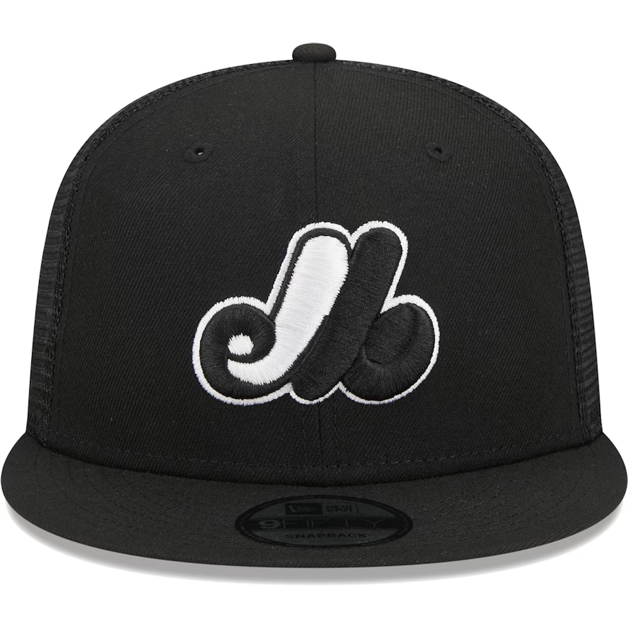 New Era Montreal Expos Cooperstown Trucker 9FIFTY Snapback Hat-Black/White