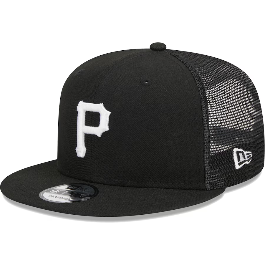 New Era Pittsburgh Pirates Trucker 9FIFTY Snapback Hat-Black/White