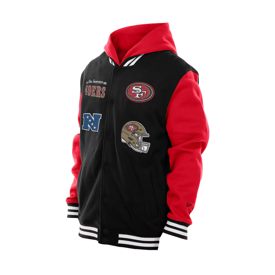 New Era San Francisco 49ers Black Full-Snap Fleece Hoodie Jacket