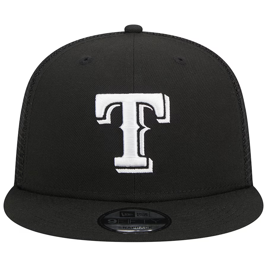 New Era Texas Rangers Trucker 9FIFTY Snapback Hat-Black/White